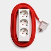Njustudio weiße Steckerleiste mit 3m Textilkabel (red)