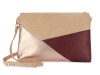 lille mus vegane Geo-Umhängetasche GESINA - Beige/Roségold/Bordeaux aus Kunstleder mit Umhängeriemen
