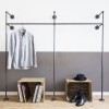 various Industrial Design Garderobe & offenes Kleiderschranksystem in Wunschgröße - Kleiderständer für Wandmontage aus Wasserrohr DUO HIGH