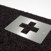 Keilbach Fußmatte swiss.small 57x42cm, mit Edelstahlelement "Kreuz", Element ist abnehmbar, nur 9mm dick, strapazierfähiger und rutschfester PVC-Rücken