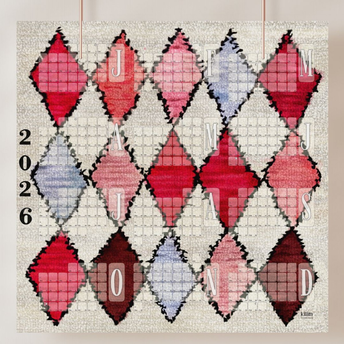 Fine Art Wandkalender 2026 Berber Rose / kilim