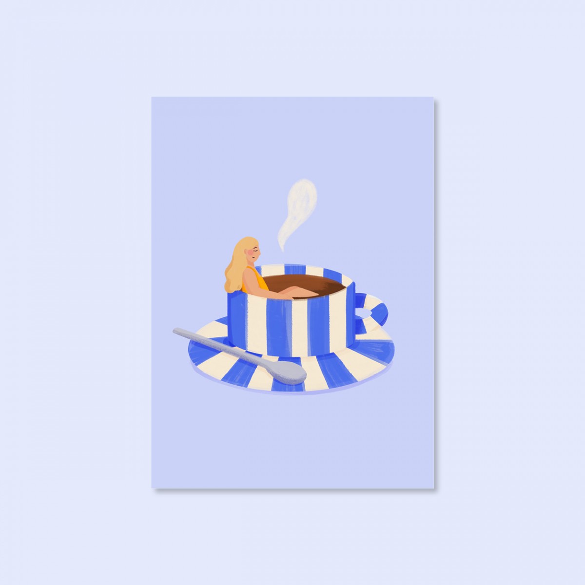 Kaffeetasse Blau / Postkarte A6 / Svea Hansohn Illustration