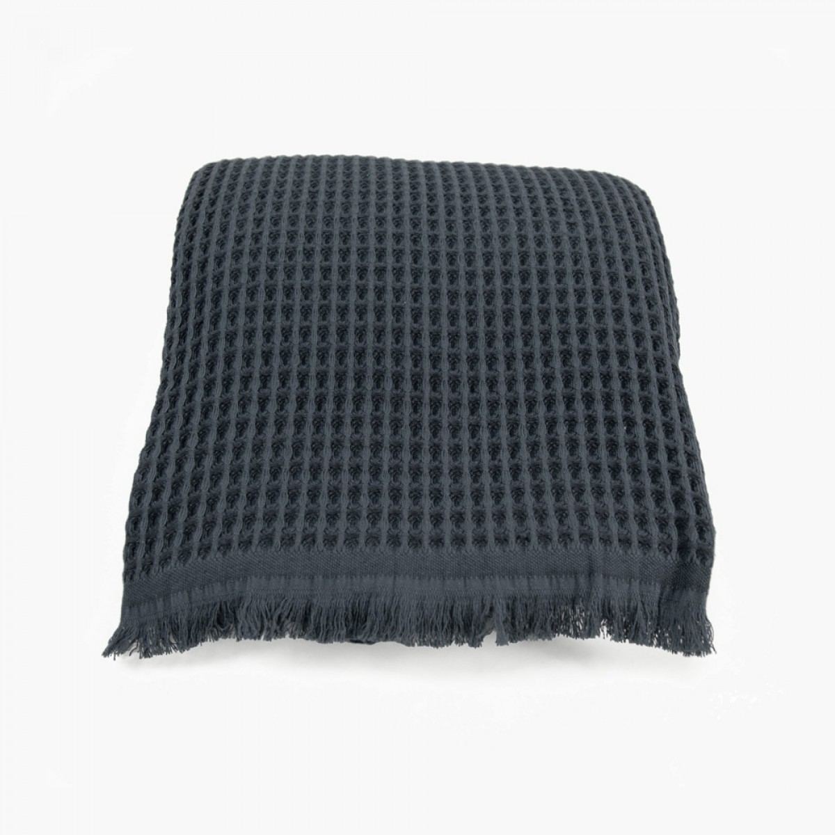 Yolunda Waffelpique-Decke, Plaid Kare graphitgrau