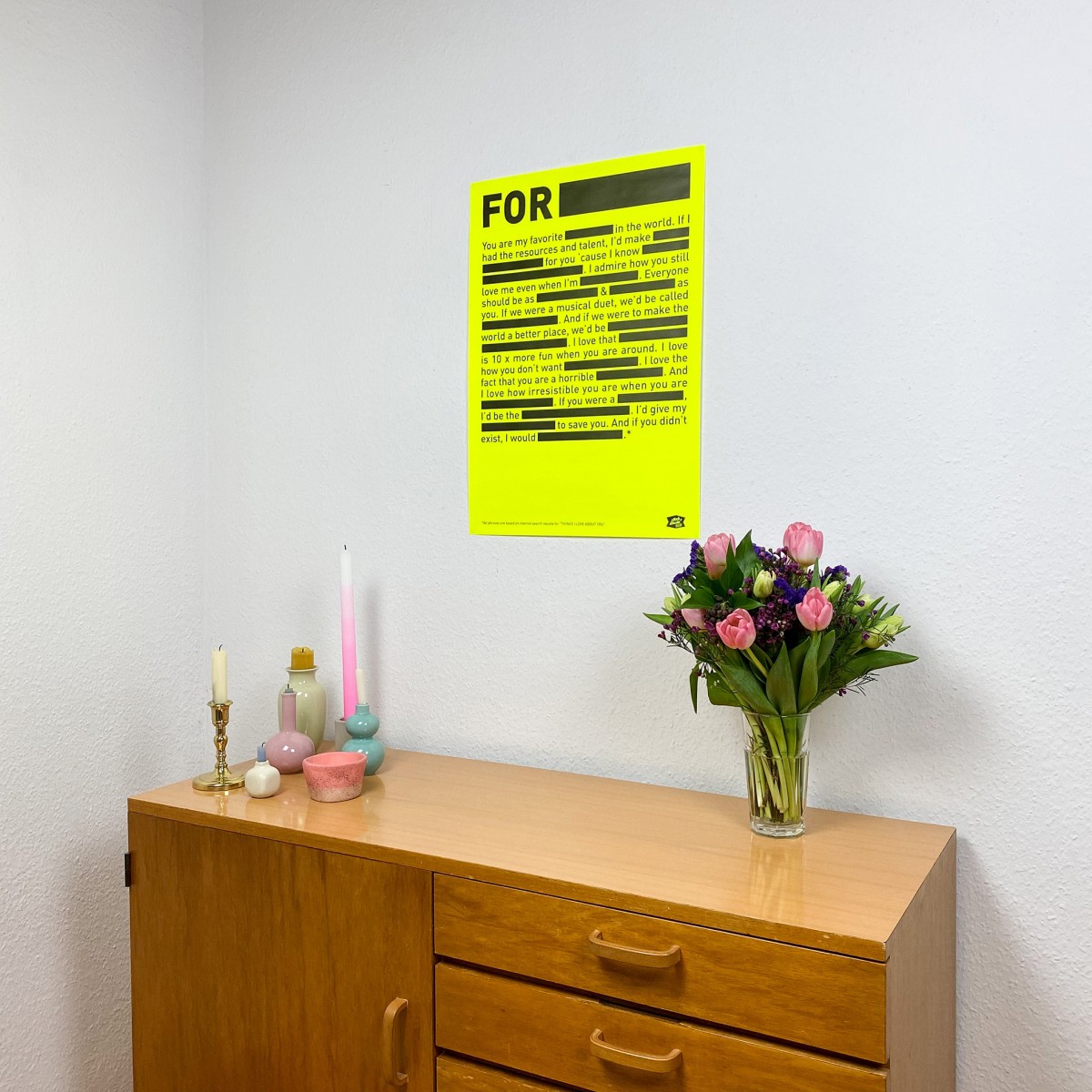 Bob And Uncle Design LOVE NOTE Poster (420 x 594 mm, neongelb)
