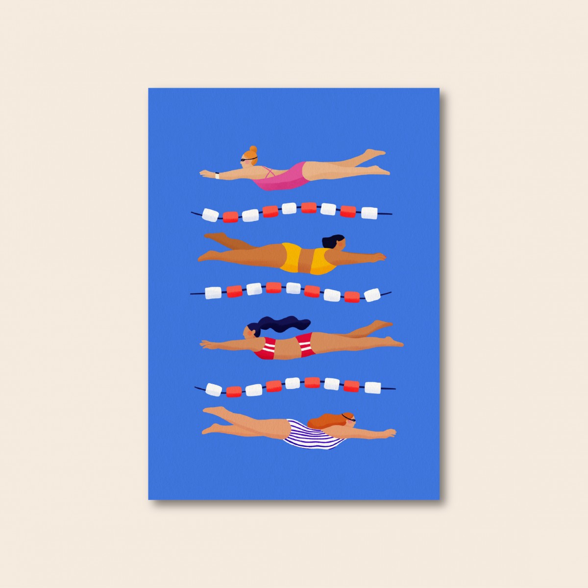 Schwimmerinnen / Postkarte A6 / Svea Hansohn Illustration