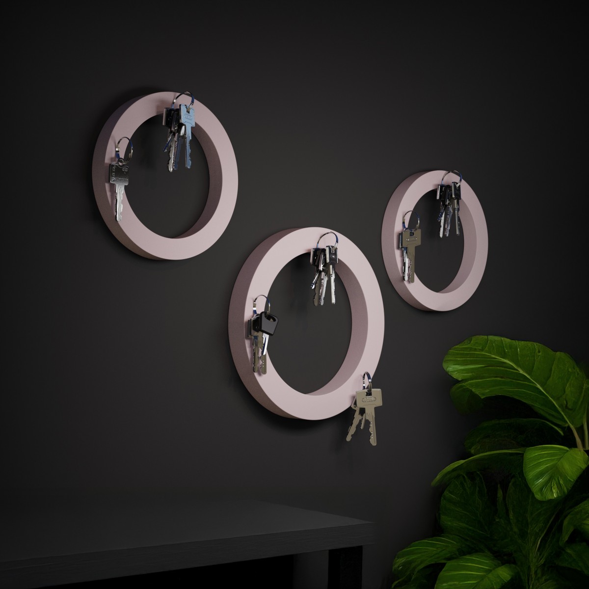 Schlüsselmagnet "O" rosa - superstark und nachhaltig. Aus pflanzlichem Kunststoff hergestellt - von Grellroth Design