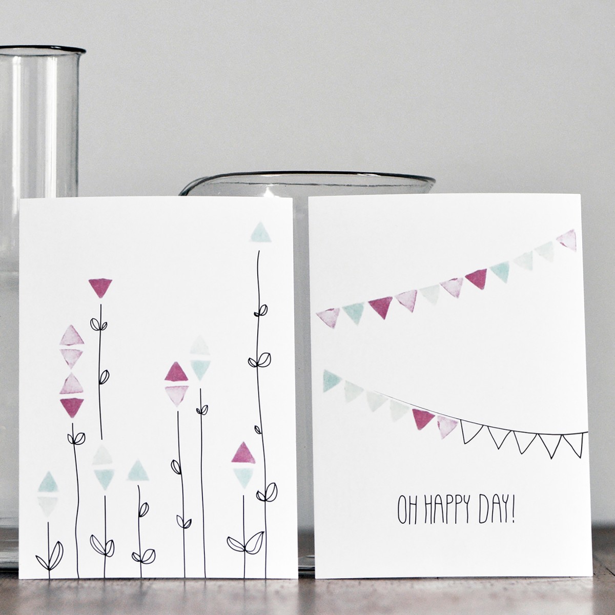 nahili 10er-Set POSTKARTEN "Oh Happy Day & Floral Garden", Grußkarten für alle Anlässe von Freude wie Geburtstag, Geburt, Taufe oder schöne Grüße