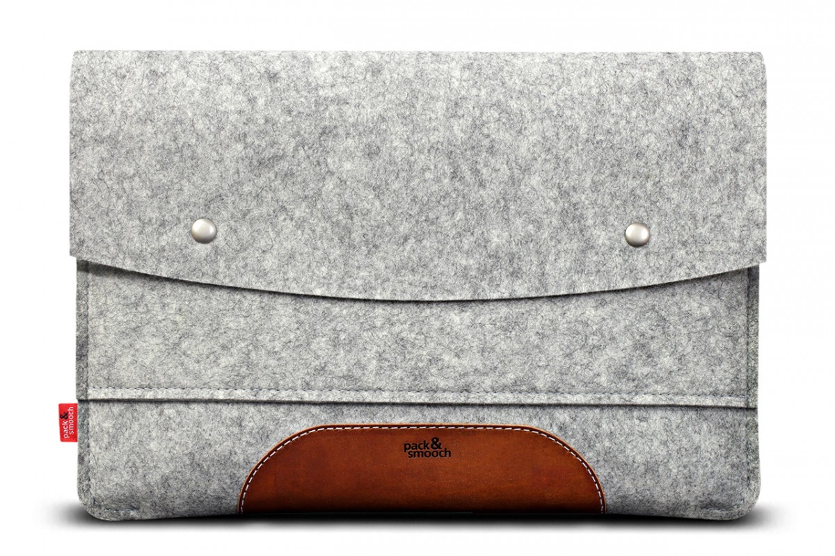 Pack & Smooch iPad Pro 12.9" (Late 2018) Hülle, Sleeve HAMPSHIRE 100% Merino Wollfilz (Mulesing-frei), Naturleder
