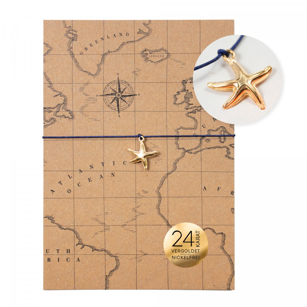 Bow & Hummingbird Armband auf Karte - Seestern - Schatzkarte