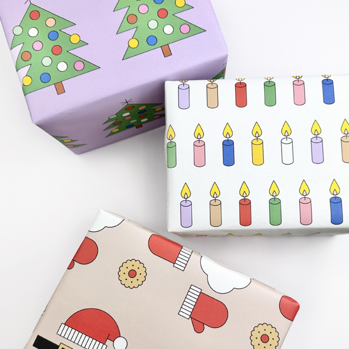 redfries wrap christmas candles – 6 Bögen Geschenkpapier