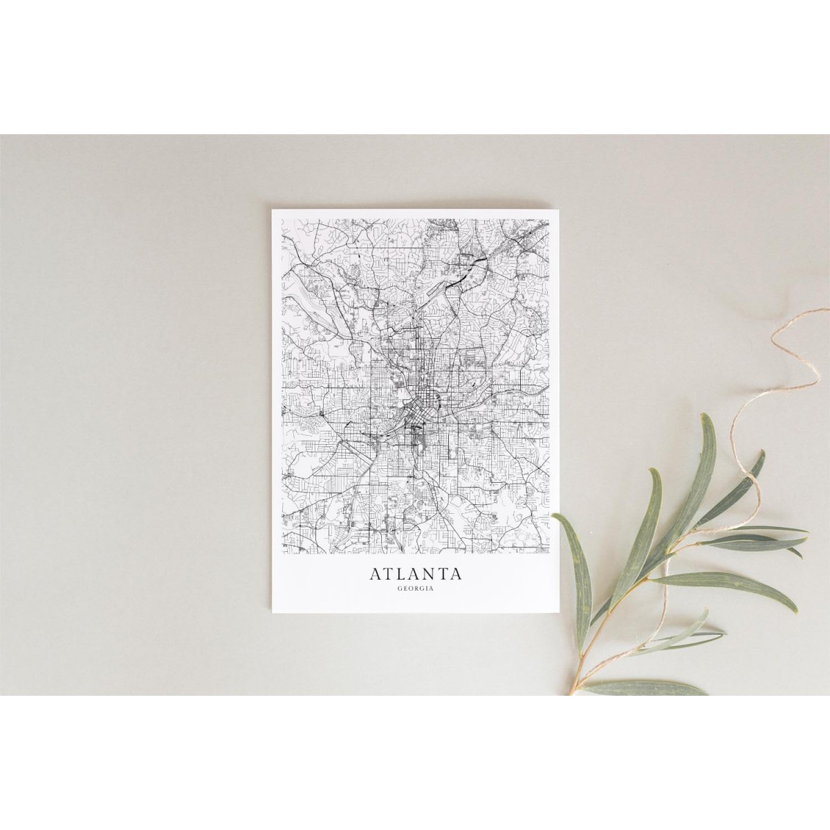 Karte ATLANTA als Poster im skandinavischen Stil von Skanemarie +++ Geschenkidee zu Weihnachten