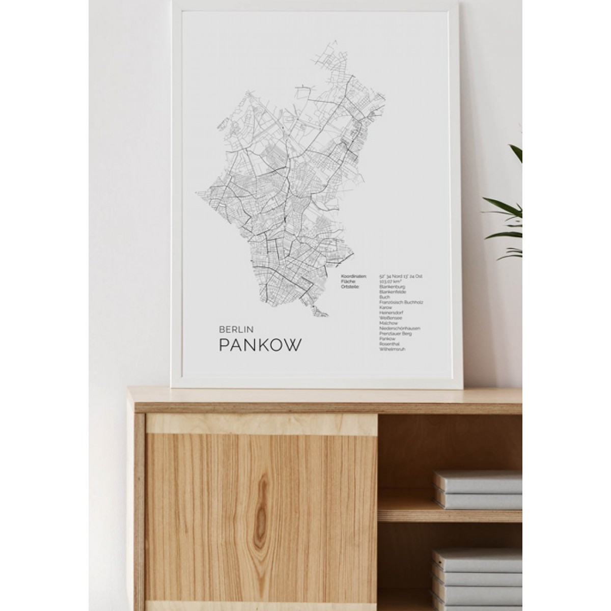 Karte BERLIN Pankow als Print im skandinavischen Stil von Skanemarie +++ Geschenkidee zu Weihnachten