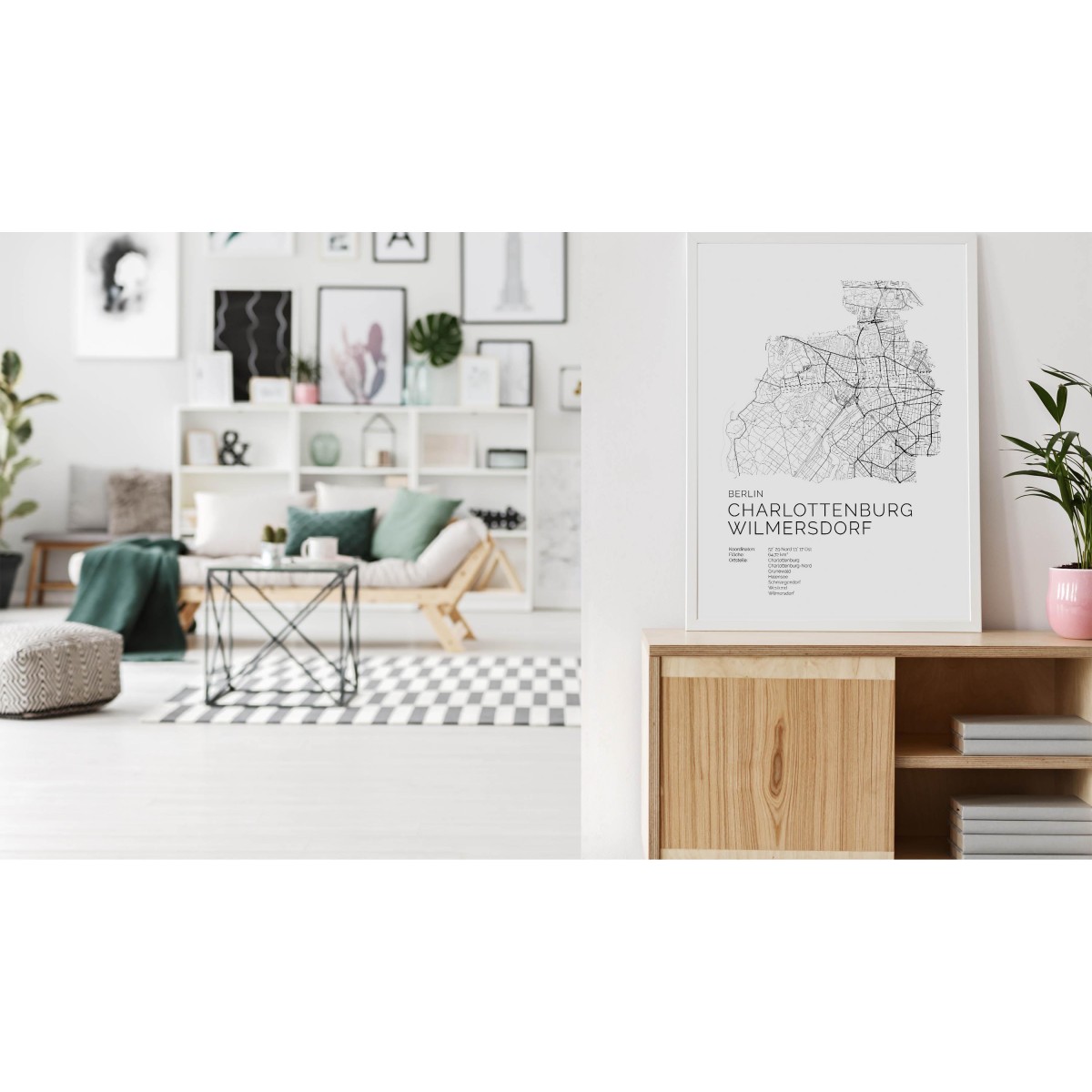 Karte BERLIN Charlottenburg Wilmersdorf als Poster im skandinavischen Stil von Skanemarie +++ Geschenkidee zu Weihnachten