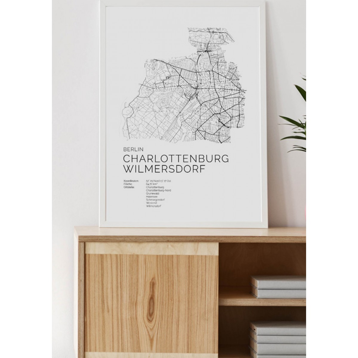 Karte BERLIN Charlottenburg Wilmersdorf als Poster im skandinavischen Stil von Skanemarie +++ Geschenkidee zu Weihnachten