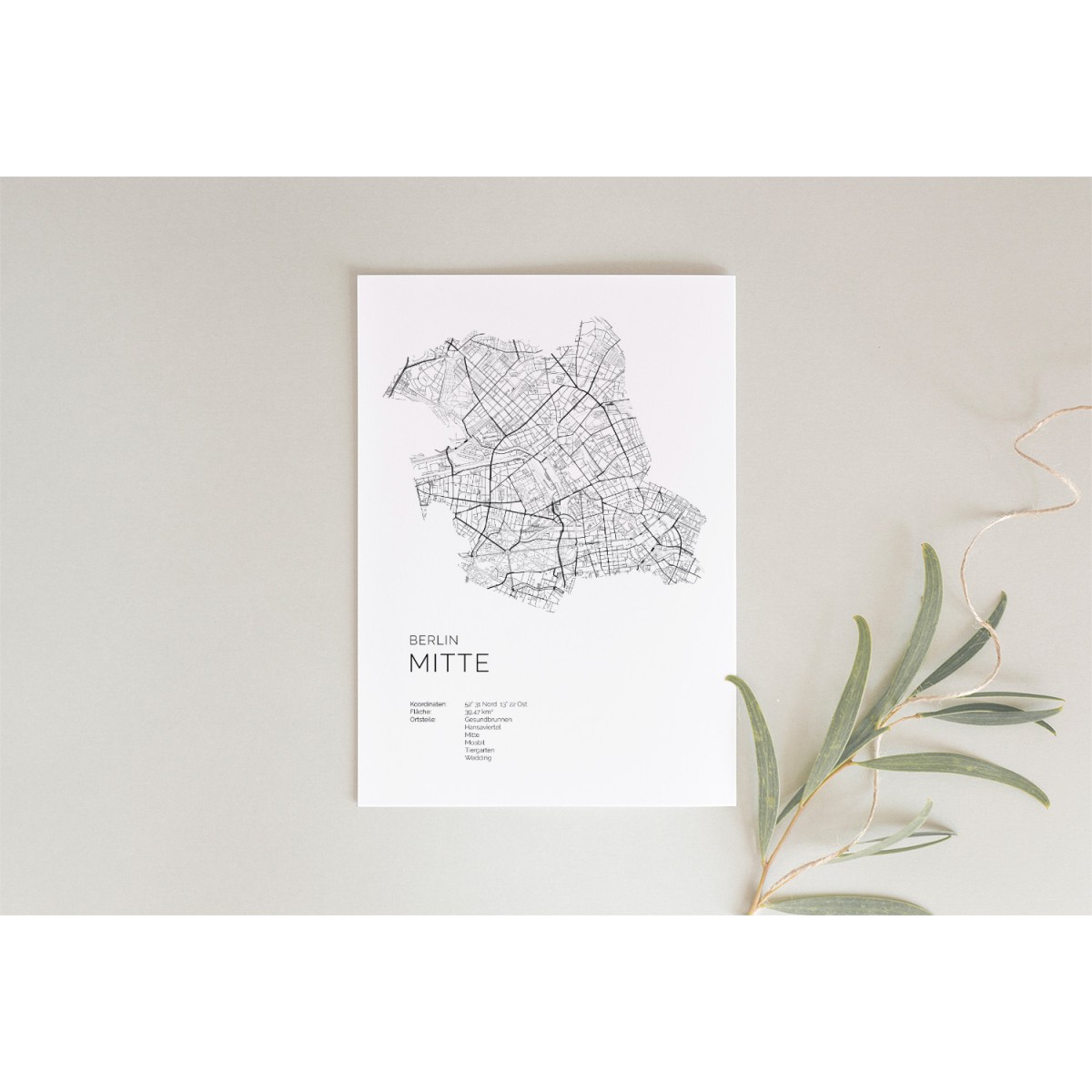 Karte BERLIN MITTE als Print von Skanemarie