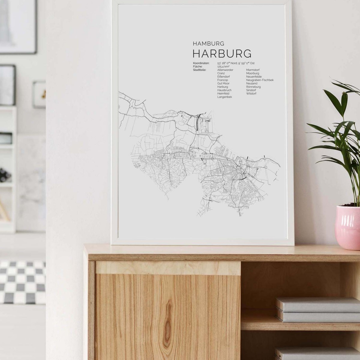Hamburg Harburg Karte als hochwertiger Print - Posterdruck im skandinavischen Stil von Skanemarie