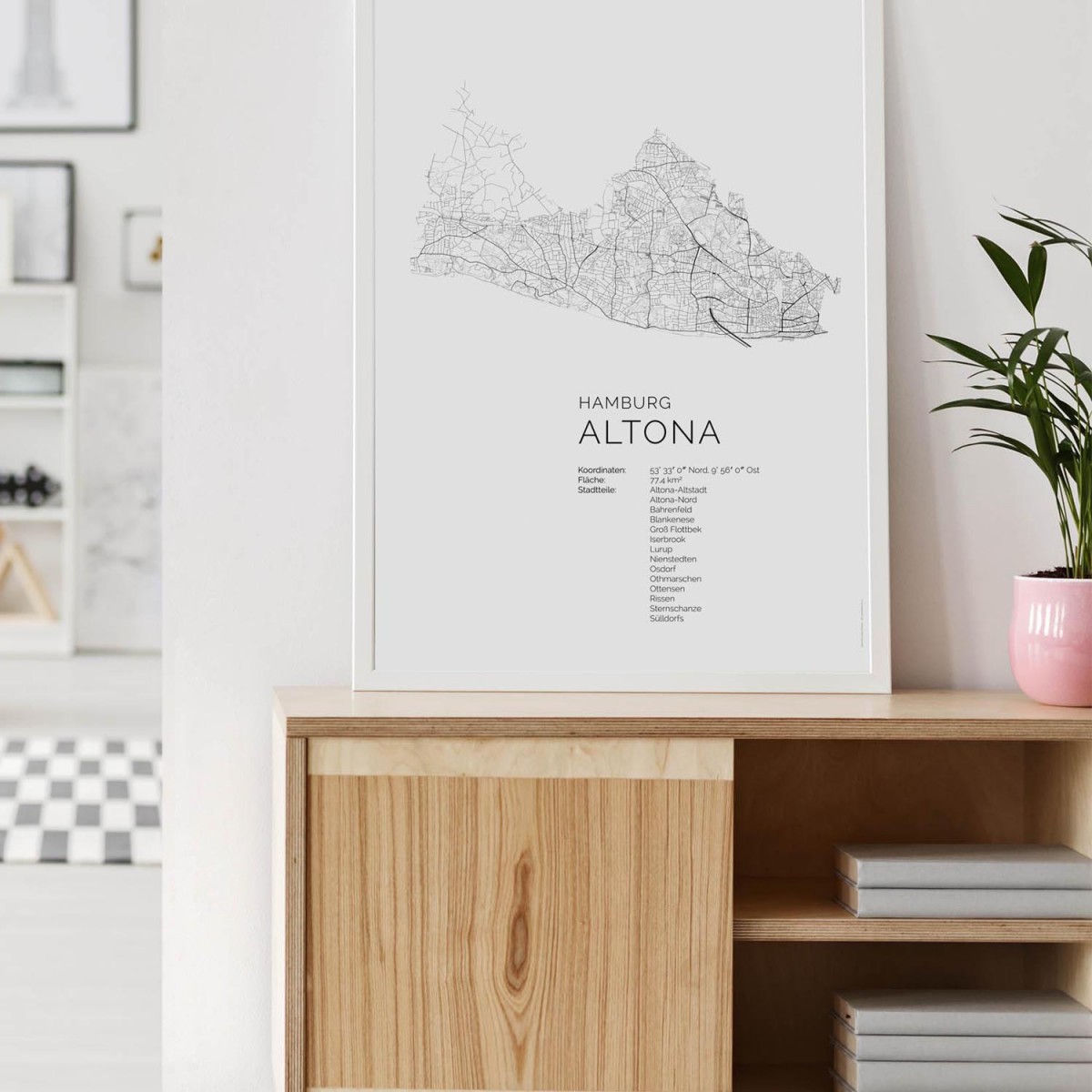Hamburg Altona Karte als hochwertiger Print - Posterdruck im skandinavischen Stil von Skanemarie
