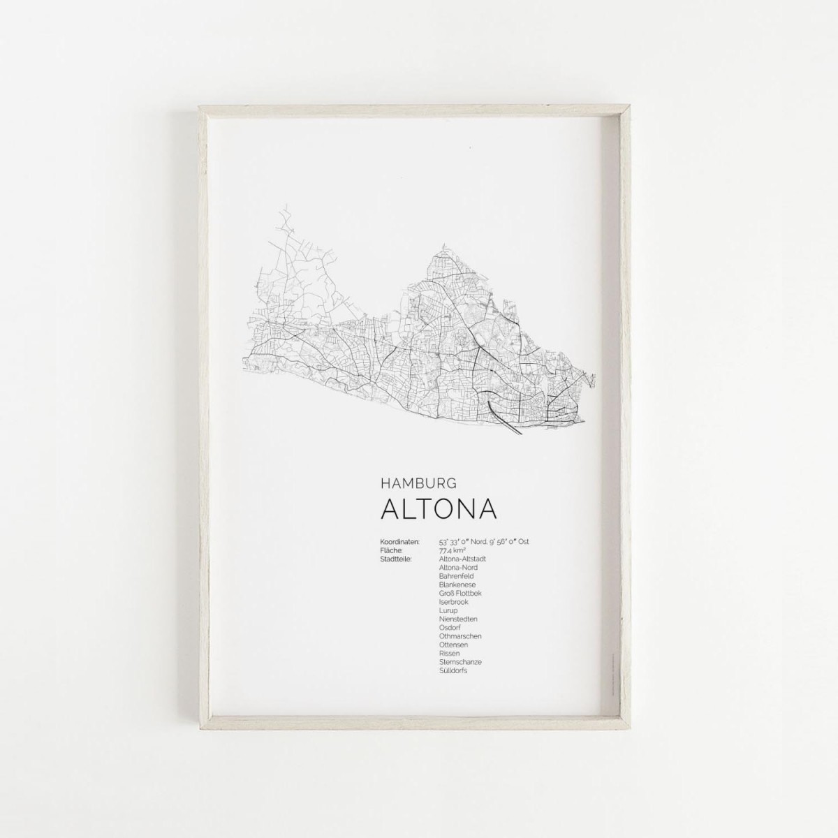 Hamburg Altona Karte als hochwertiger Print - Posterdruck im skandinavischen Stil von Skanemarie