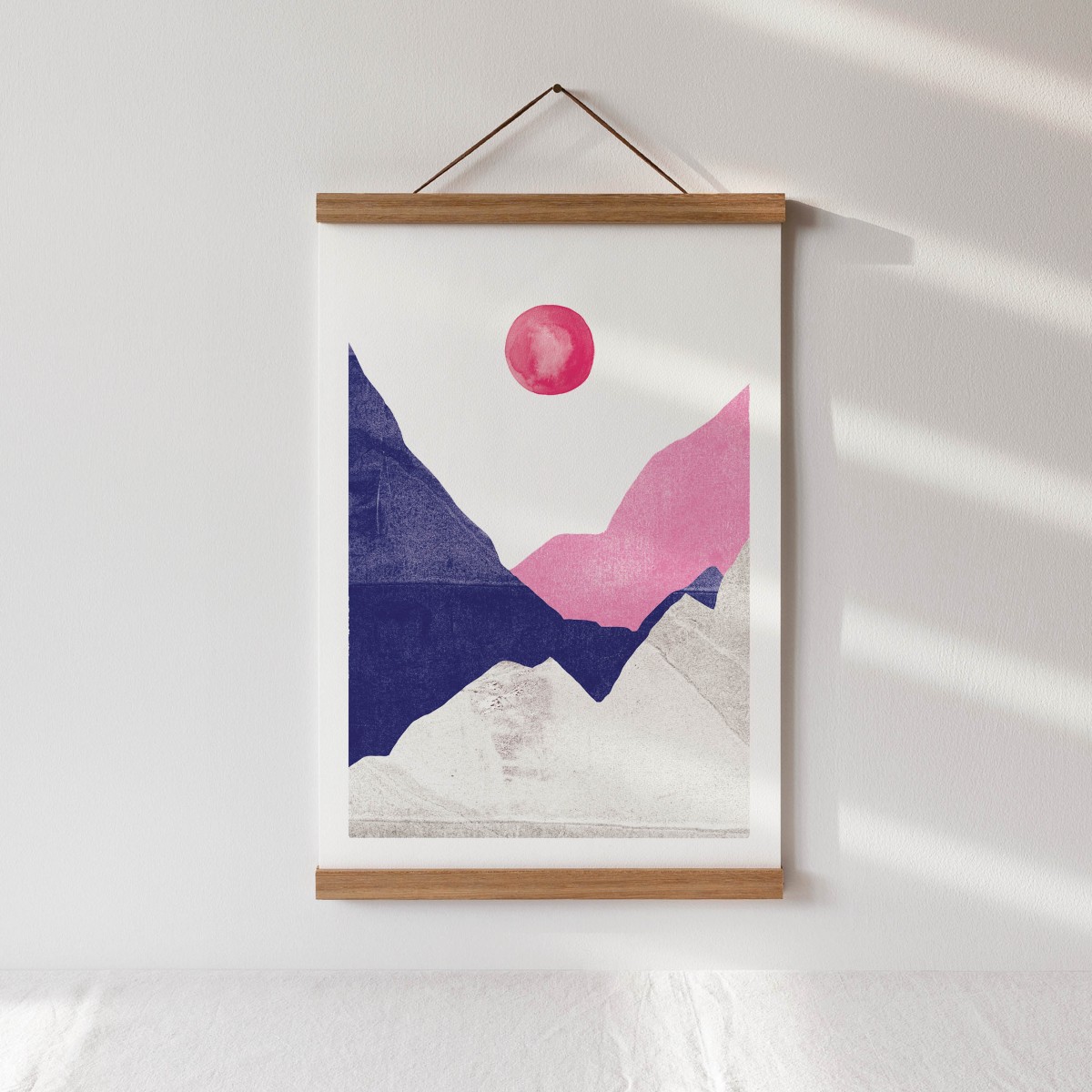 Paperlandscape | Kunstdruck | Berge blau pink | abstrakte Landschaft | verschiedene Größen