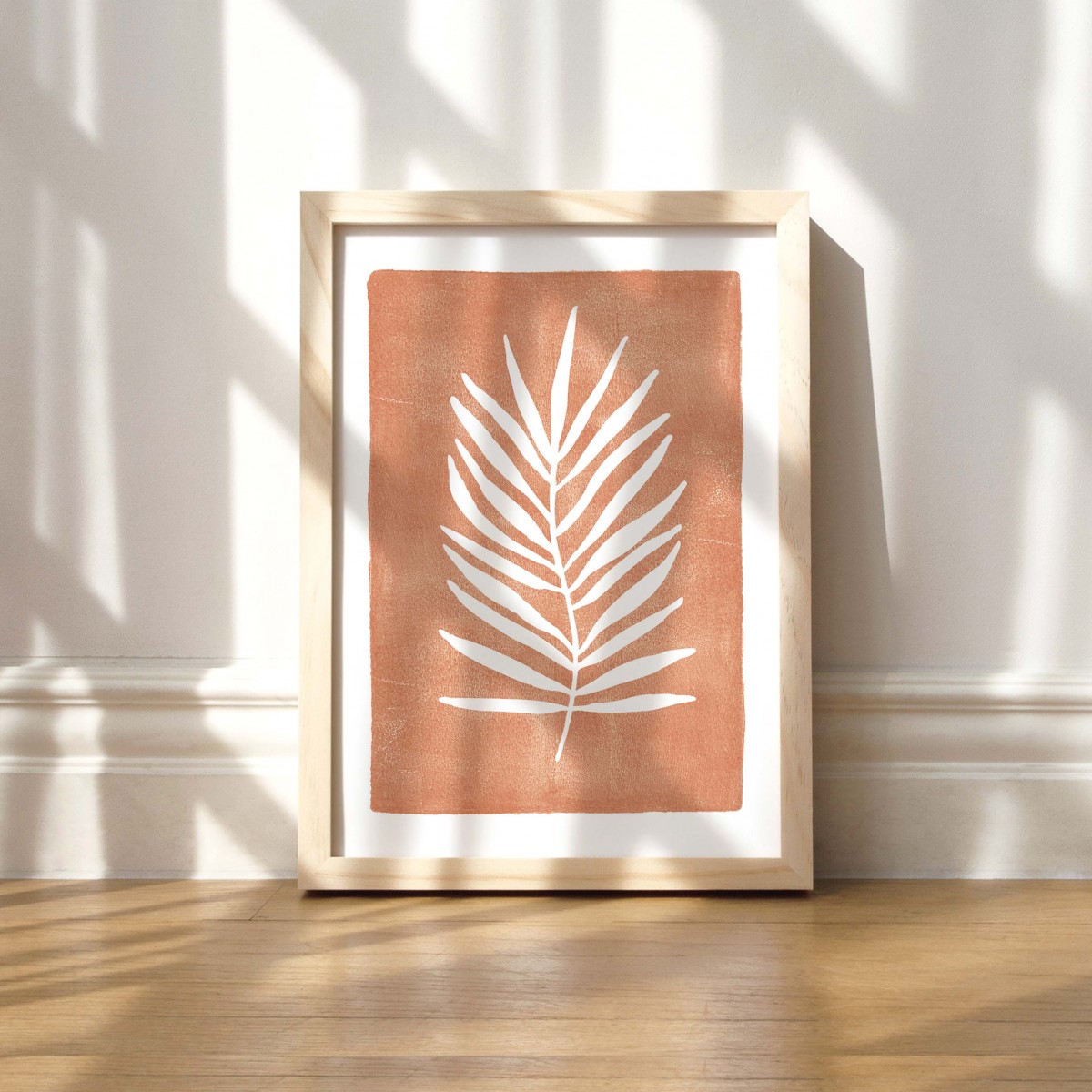 Paperlandscape | Kunstdruck | Palmblatt Terrakotta | abstrakt | Blatt | Pflanzen | verschiedene Größen