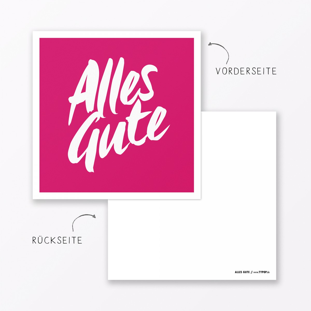 TYPOP 10-teiliges Set Glückwunschkarten "Alles Gute" quadratisch - verschiedene Farben (ohne Umschläge)