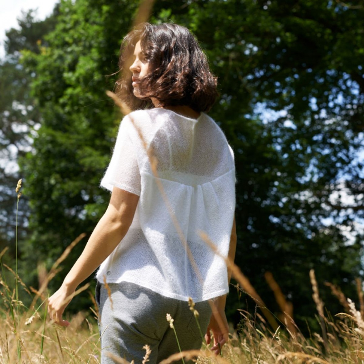 Mohair Shirt OLIVIA mit Fältchen (pearl white) von wildes.