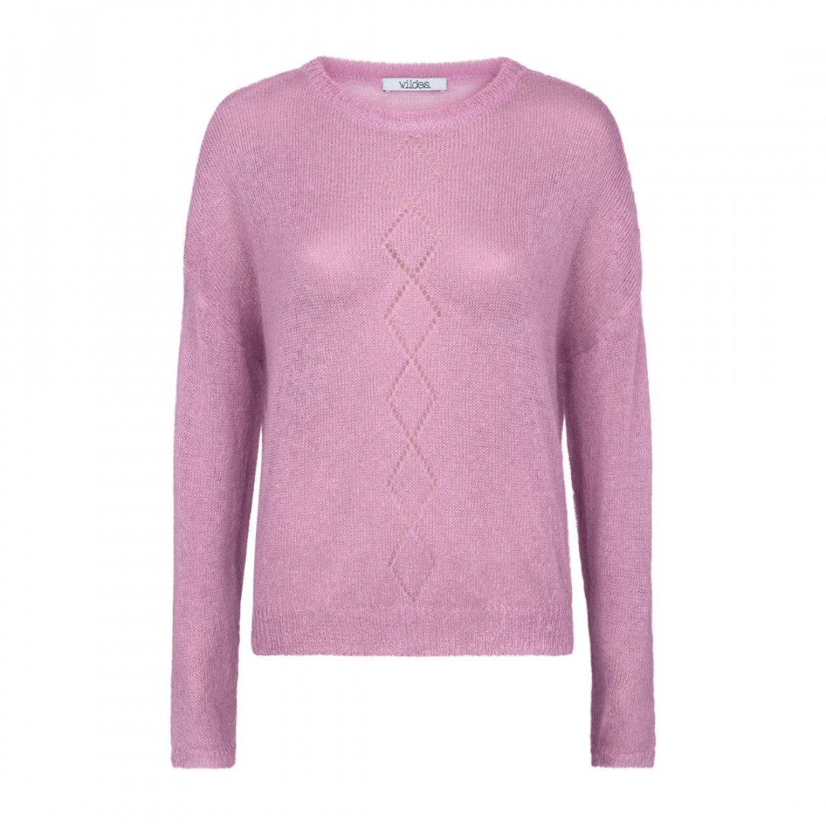 Mohair Pullover RIKKI mit Ajourmuster (summer rose) von wildes.