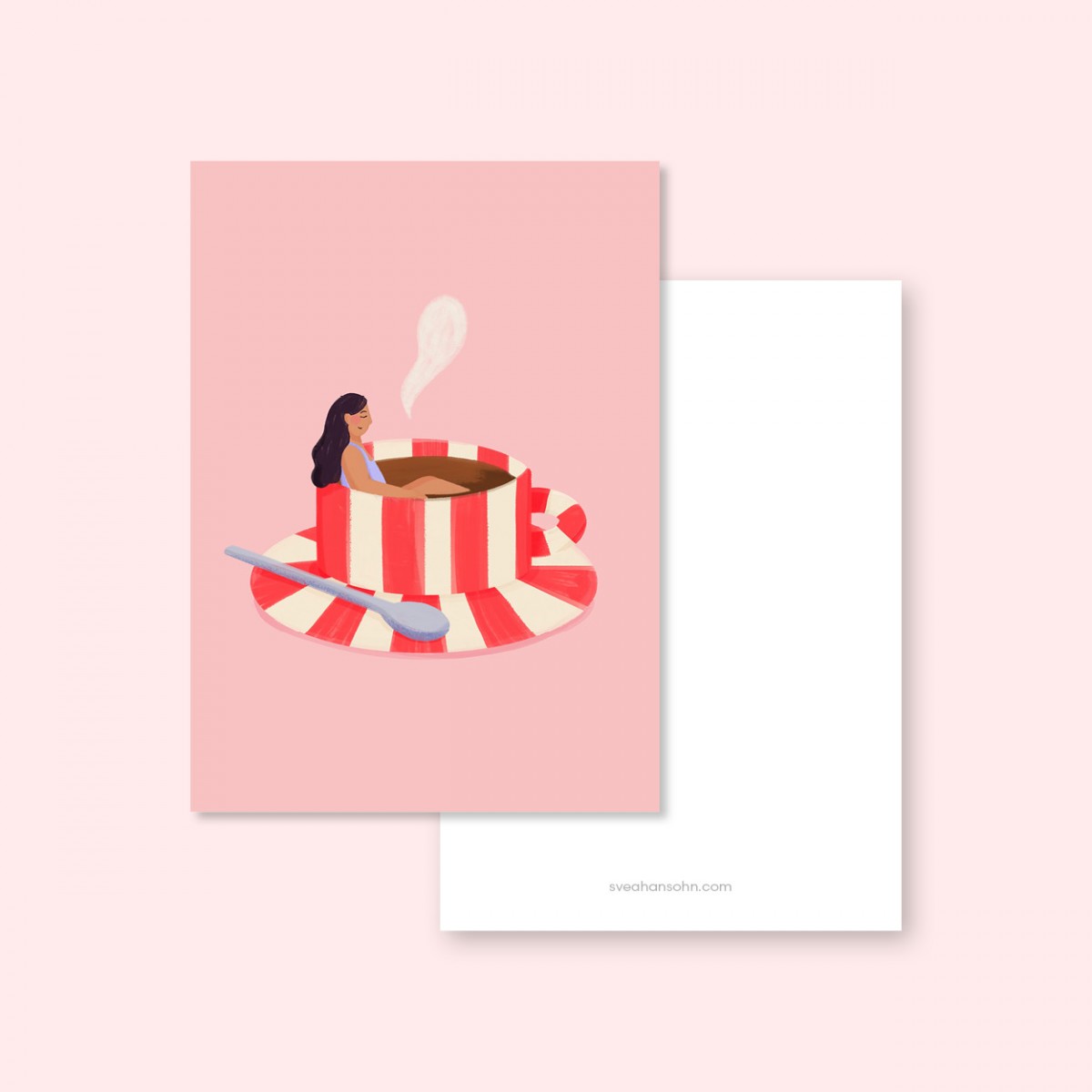 Kaffeetasse Rot / Postkarte A6 / Svea Hansohn Illustration