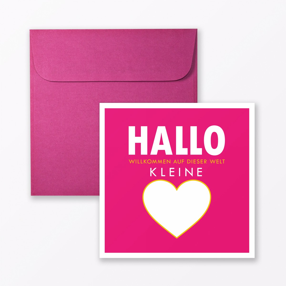 TYPOP 2-teiliges Set Babykarte "Willkommen auf dieser Welt" Türkis + Pink quadratisch inkl. Umschläge