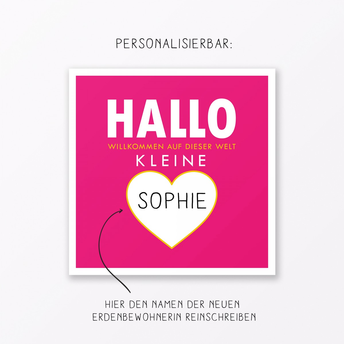 TYPOP 2-teiliges Set Babykarte "Willkommen auf dieser Welt" Türkis + Pink quadratisch inkl. Umschläge