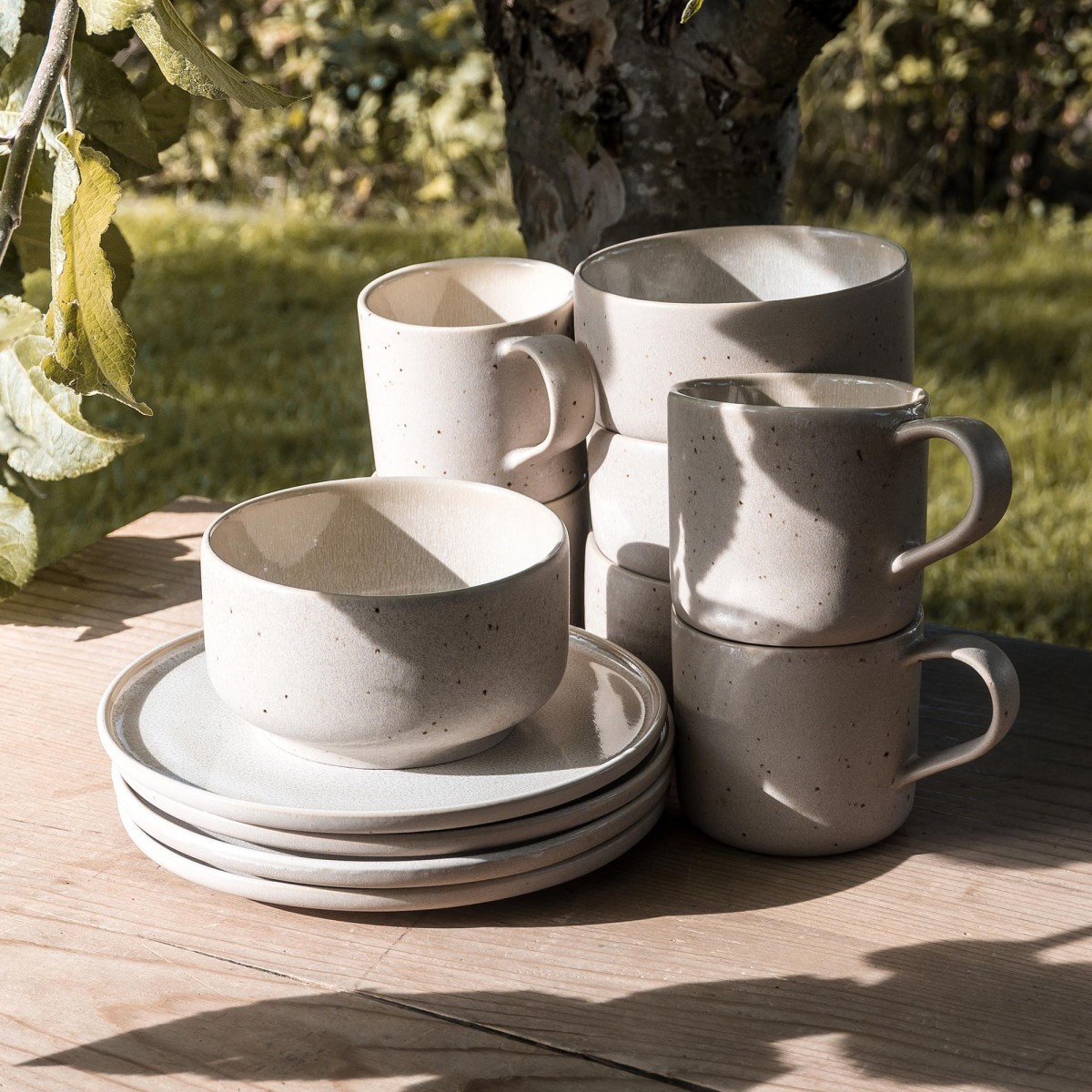 Handgemachtes Steingut Brunch-Set Eelina - Cappuccino Beige - EDDA stoneware