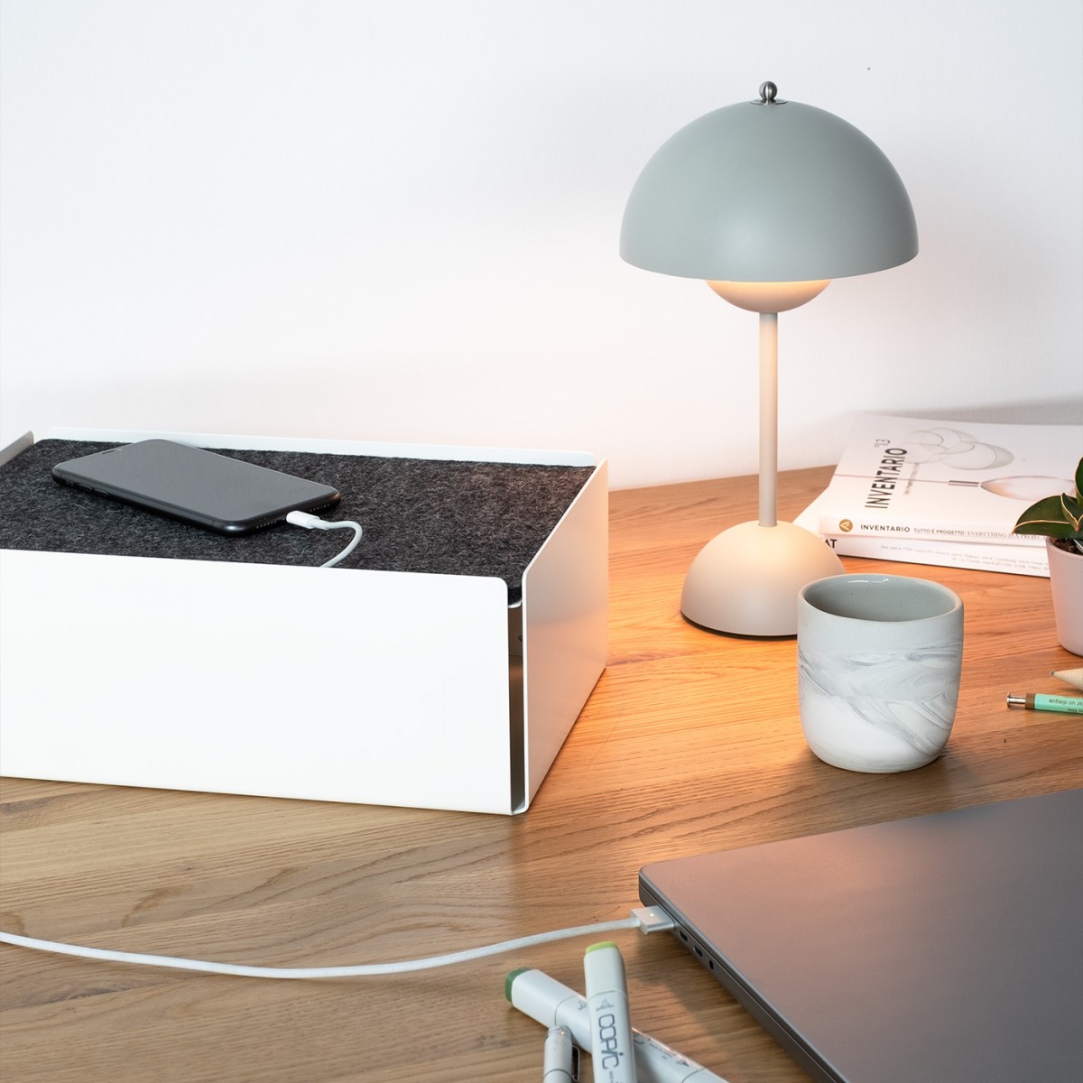 Charge-Box Ladestation Weiß / Kork