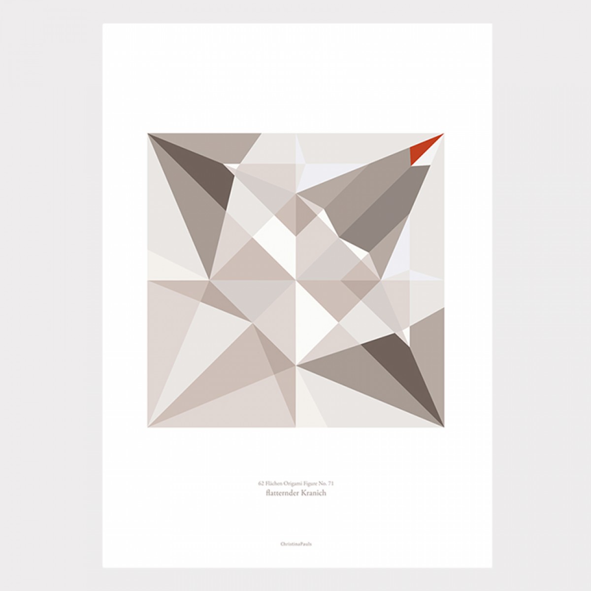 Origami Print Kranich, mehrfarbig