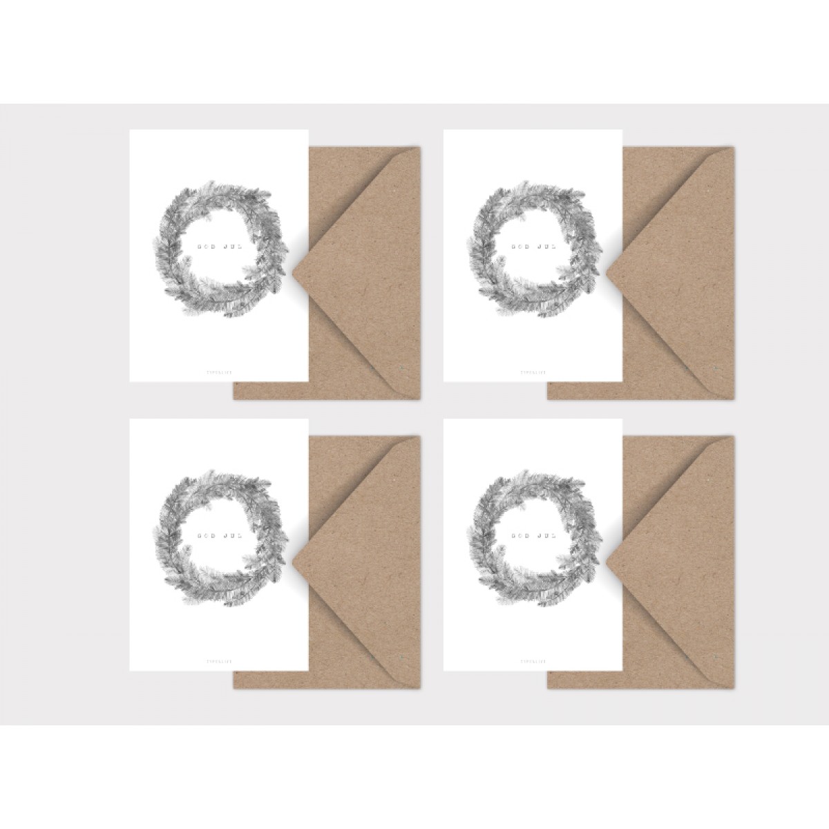 typealive / Weihnachtskarten 4er Set / Christmas Wreath