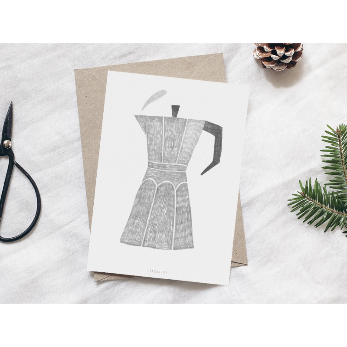 typealive / Weihnachtskarten 4er Set / Coffee Pot