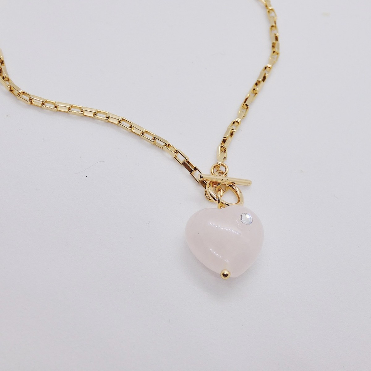 Valerie Chic - Rosenquarz Herz Vintage Kette
