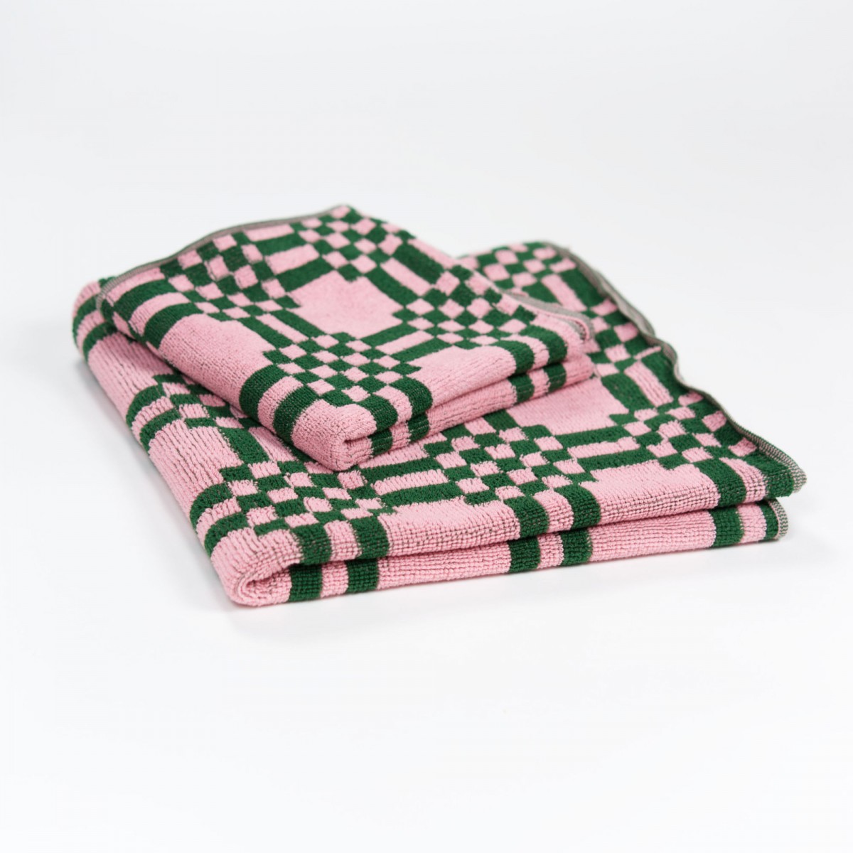 Towel.Studio | Frottee Badetuch Weave | Pink & Green