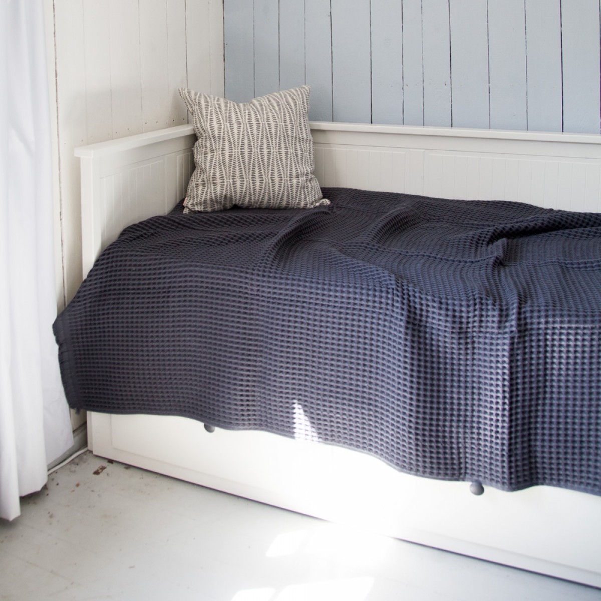 Yolunda Waffelpique-Decke, Plaid Kare graphitgrau