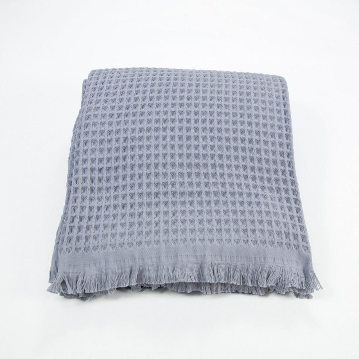 Yolunda Waffelpique-Decke, Plaid Kare lichtgrau