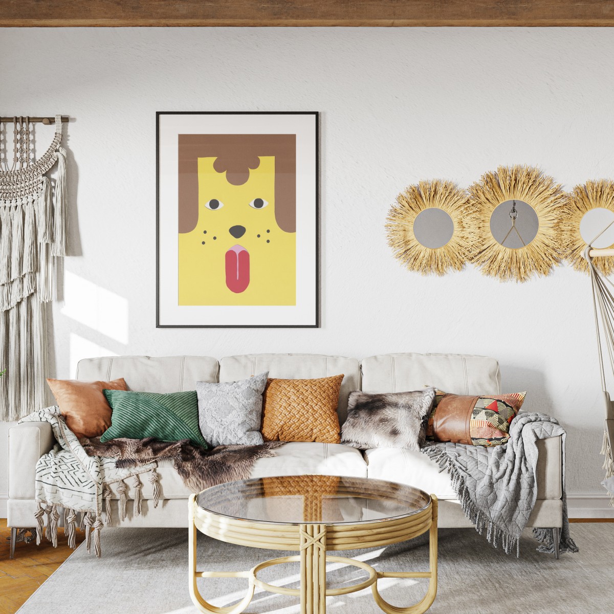 Yellow dog – Print von Lavanda Posters