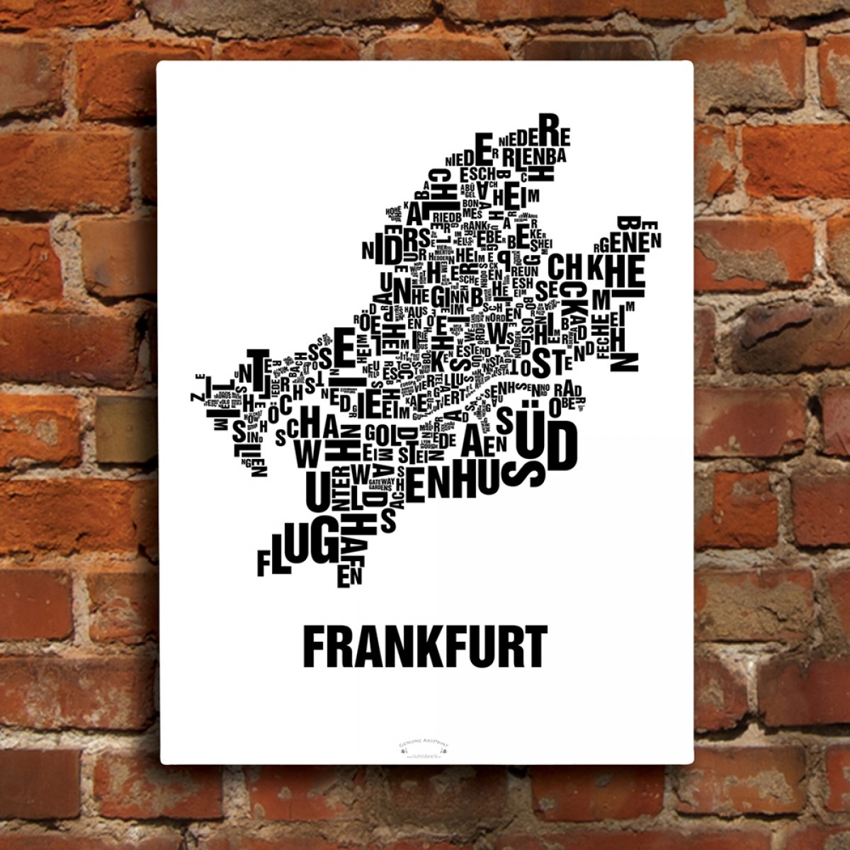 Buchstabenort Frankfurt Poster Typografie Siebdruck
