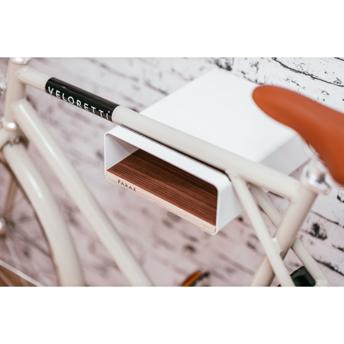 Design Fahrrad-Wandhalterung | PARAX® S-RACK | Schwarz mit Walnuss Holz | für Rennrad Hardtail & Cityrad 