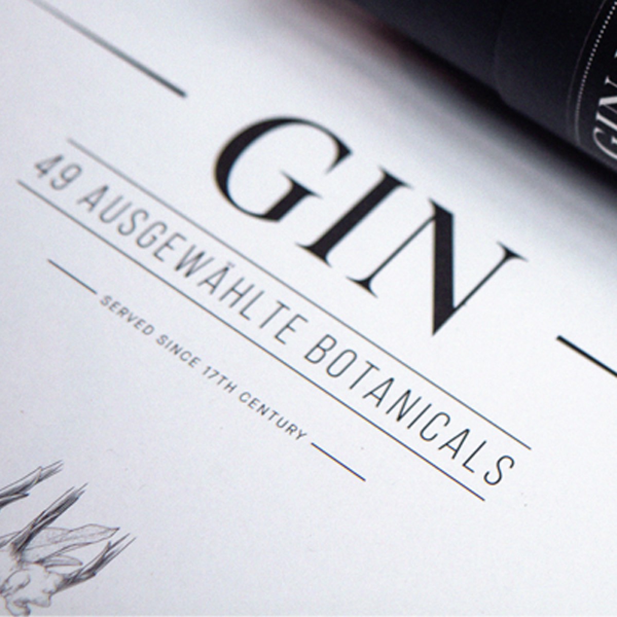 Gin Plakat, 49 ausgewählte Botanicals, Schwarz-Weiß, Format: A2 von Kupferstecher.Art