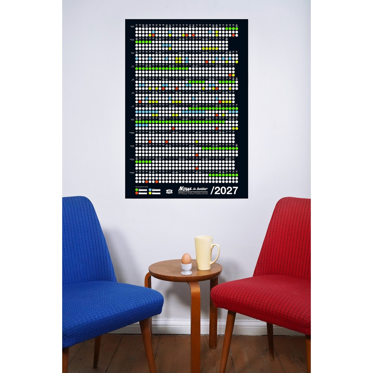 Bob And Uncle Design – Wandkalender – Now Is Better 2027 – Schwarz – 680 x 1000 mm