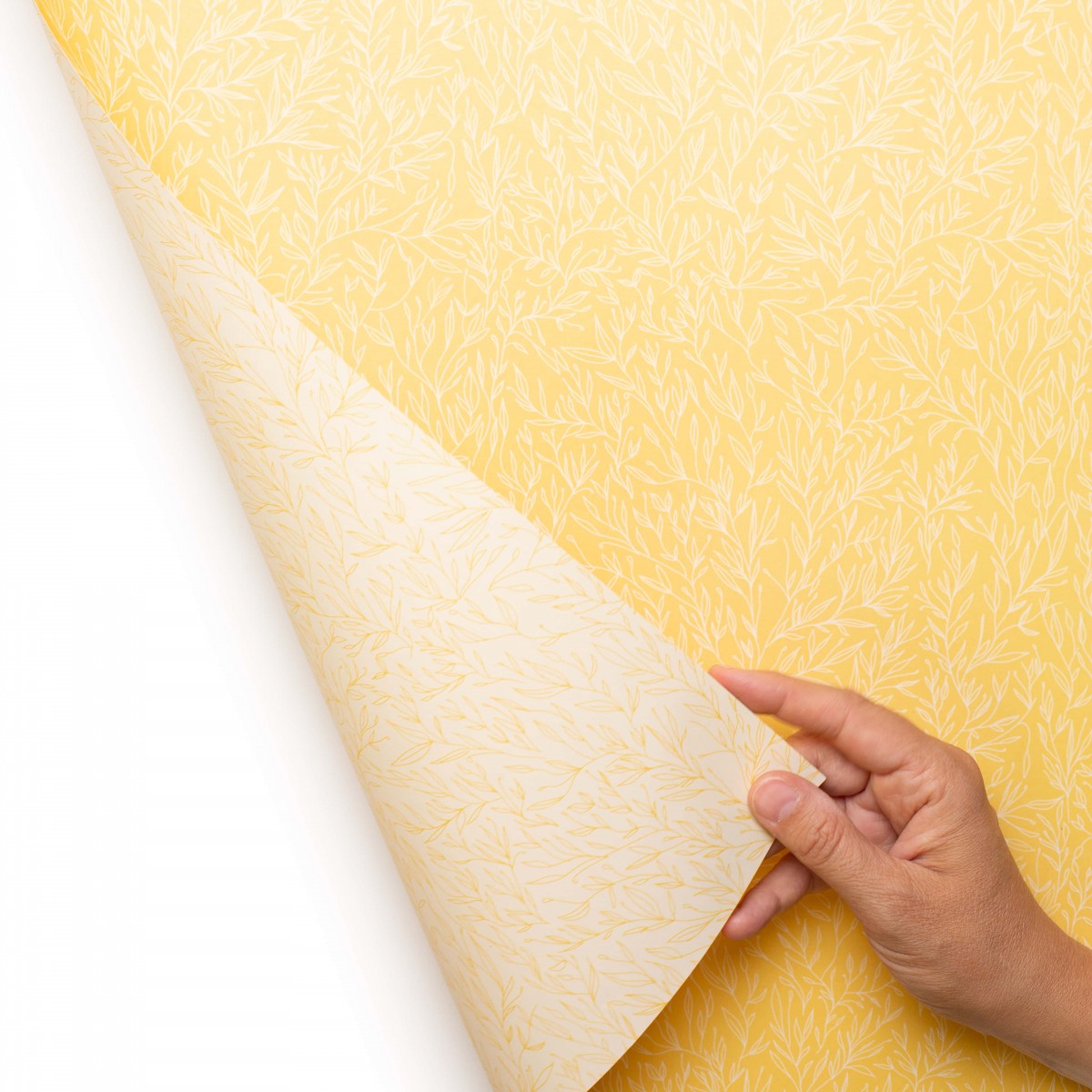 Gelbes Geschenkpapier "Pflanzen" - 5 Bogen
