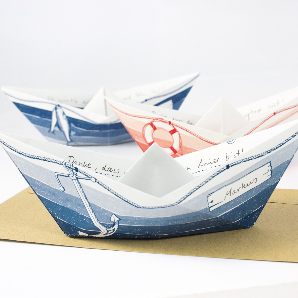 Bow & Hummingbird Grußboote 3er Set mit Umschlägen