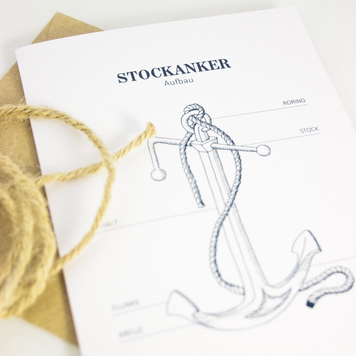 Bow & Hummingbird Grußkarten Seemannsknoten, Stockanker und Papierschiffchen