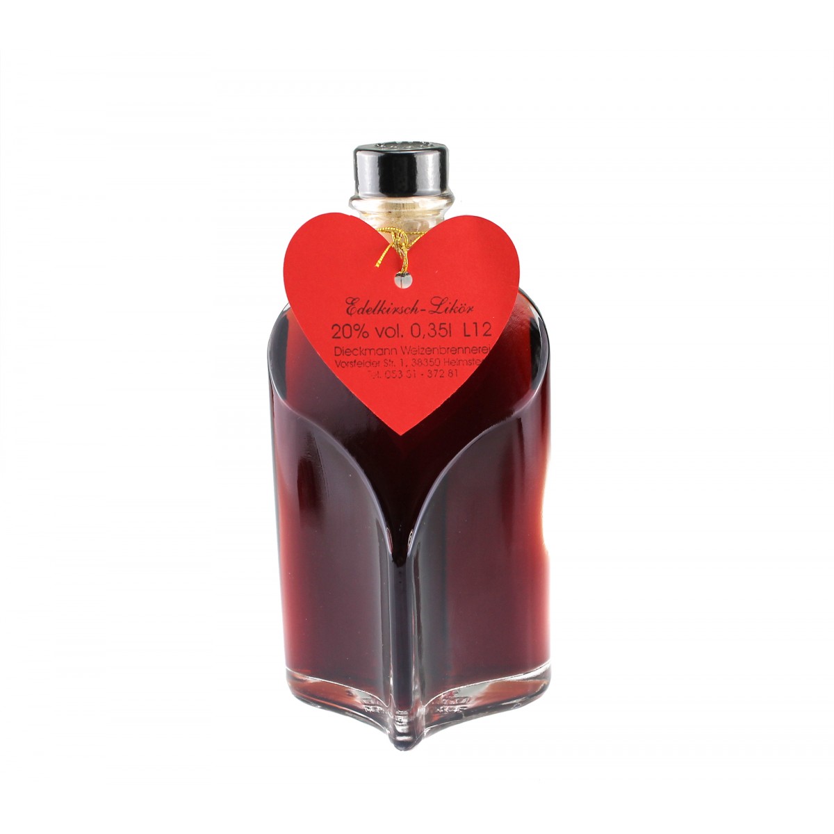Weizenbrennerei & Likörmanufaktur Dieckmann – Herzflasche Kirschlikör LIKÖR 20% vol. 0,35 l