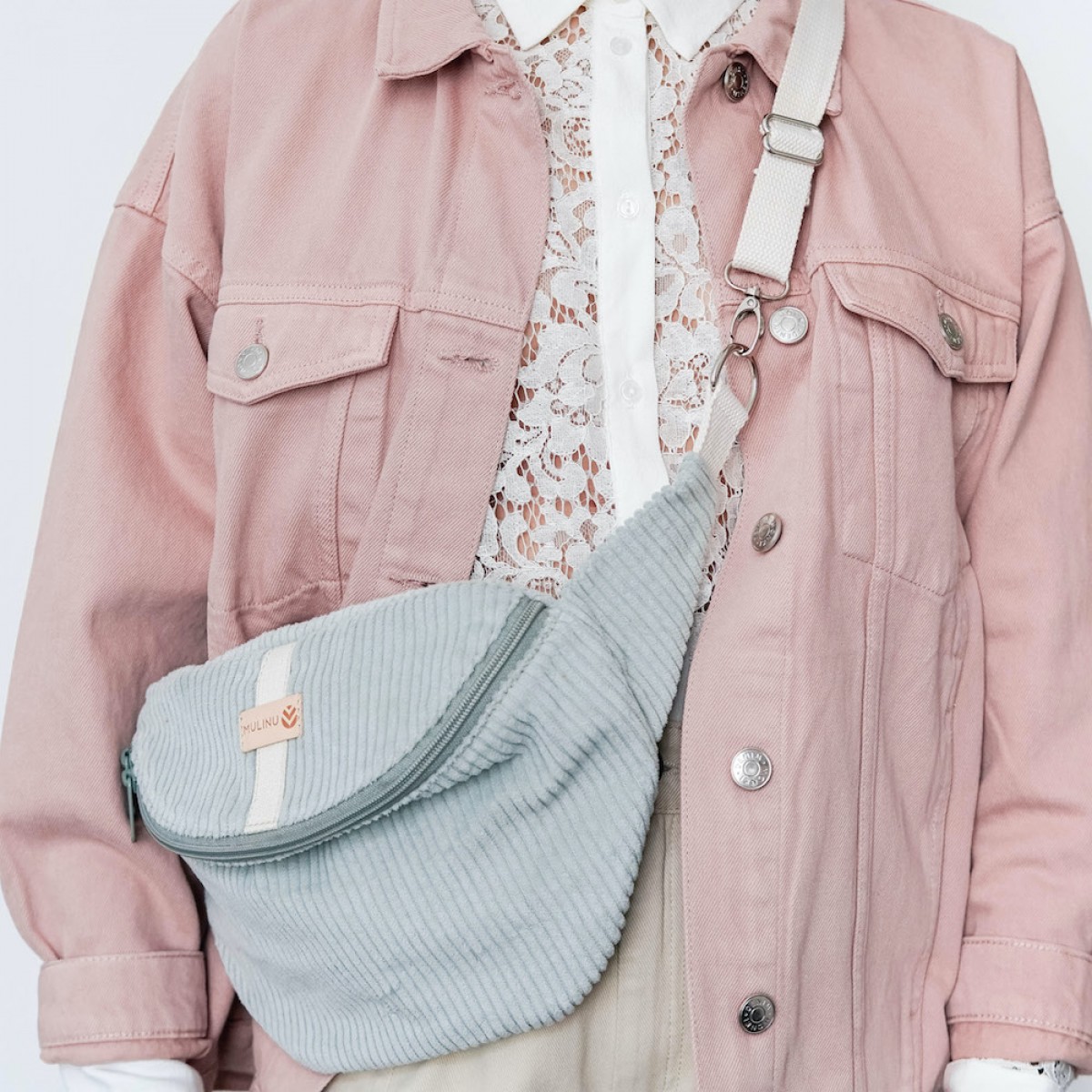 MULINU - Bauchtasche | Hipbag HENNES M/L Breitcord Hell-Mint