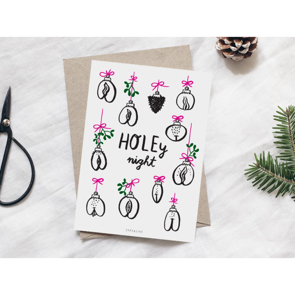 typealive / Weihnachtskarten 4er Set / Holey Night